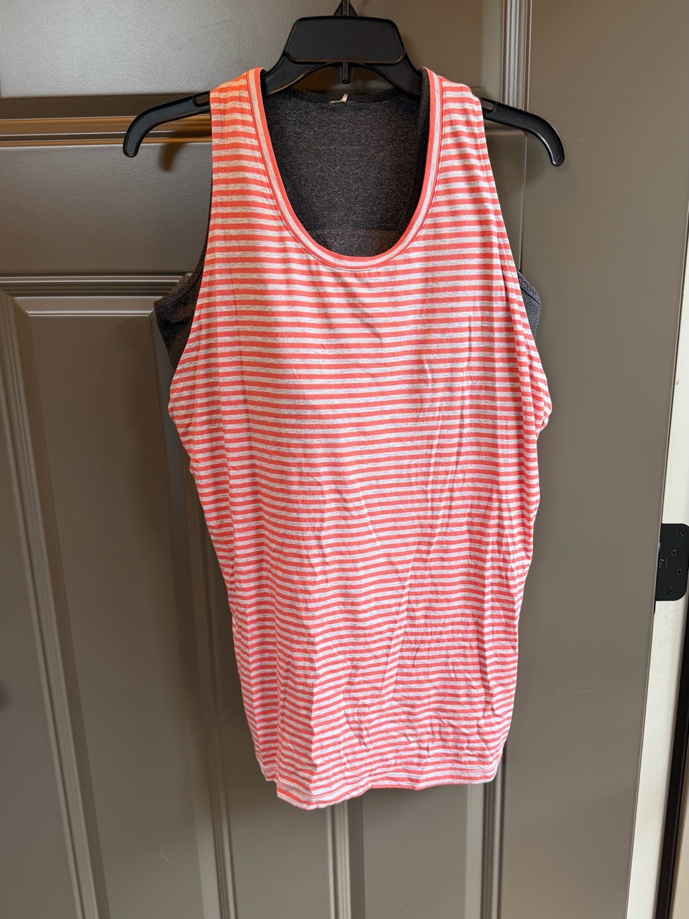 NWT Women’s Calia Orange and White Striped Tank w/Gray Built-in-bra, Size XL